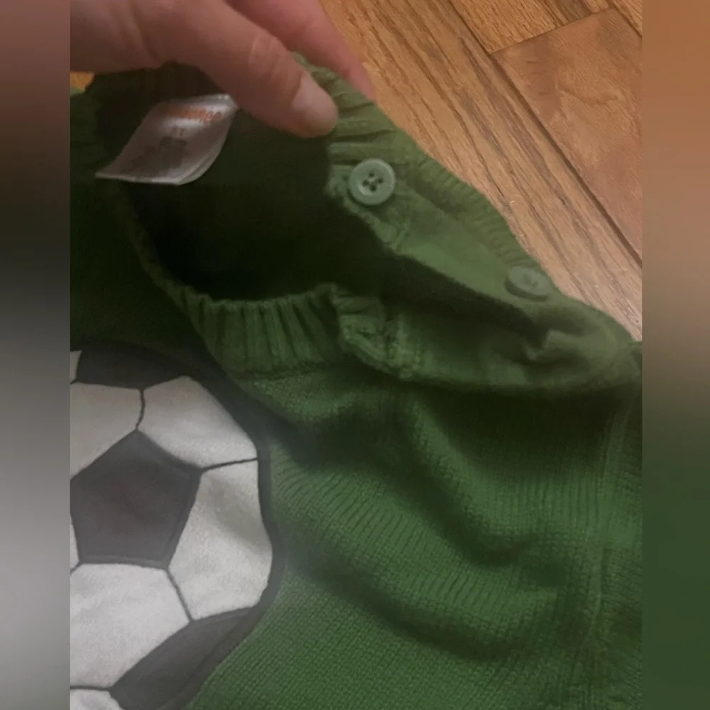 Gymboree Green Kids Sweater with Soccer Ball Applique and Buttons Boys Size 5T